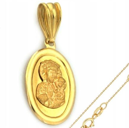 Lovrin Złoty komplet biżuterii 585 medalik owal chrzest