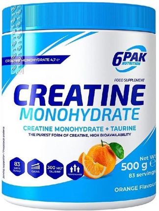6Pak Monohydrat Kreatyny W Proszku Pomarańczowy 500g