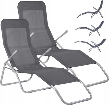 Springos Leżaki Leżak Składany Ogrodowy Fotele Zero Gravity Szary 60cm