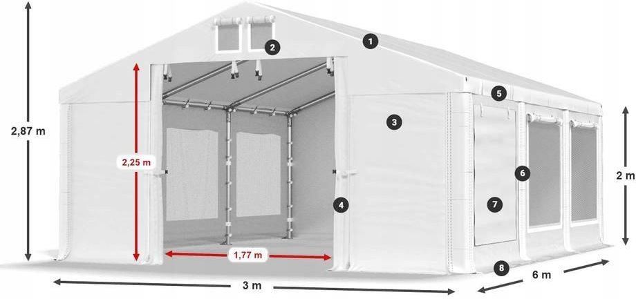 Das Company Partyzelt 3x6m – Wasserdichtes Gartenzelt Mit 560g/m² PVC Plane & Stabiler Stahlkonstruktion