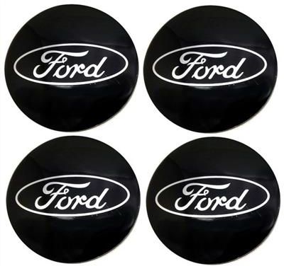 Naklejki na kołpaki emblemat Ford 60mm czarne alu