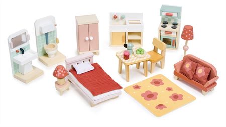 Tender Leaf Toys Drewniany Trzypiętrowy Domek Dla Lalek Z Wyposażeniem Foxtail Villa - zdjęcie 2