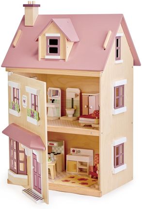 Tender Leaf Toys Drewniany Trzypiętrowy Domek Dla Lalek Z Wyposażeniem Foxtail Villa - zdjęcie 3