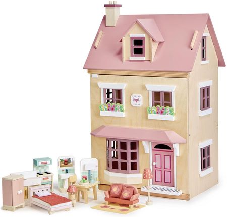 Tender Leaf Toys Drewniany Trzypiętrowy Domek Dla Lalek Z Wyposażeniem Foxtail Villa - zdjęcie 5