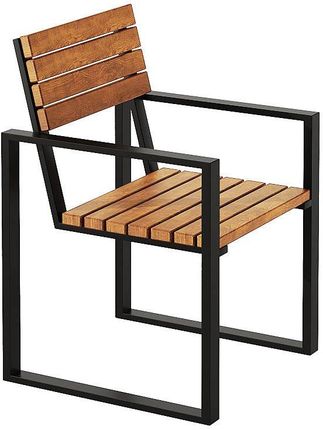 Elior Drewniane Krzesło Ogrodowe Vaxi 3X Szary Czarny Drewno Naturalne