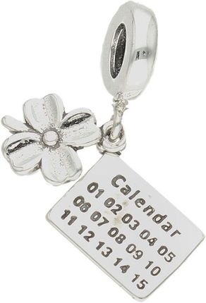 Diament Charms Moments srebrny 925 wiszący kalendarz z kwiatkiem