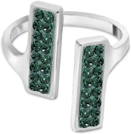 Spark Pierścionek srebrny regulowany z kryształkami Emerald