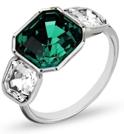 Spark Pierścionek srebrny regulowany z kryształkami Emerald, Crystal