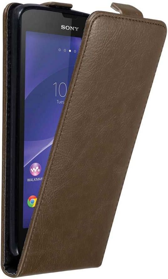 Cadorabo Custodia per Sony Xperia T3 in Nero Carbone - Protezione in Stile Flip di Similpelle Fine - Case Cover Wallet Book Etui