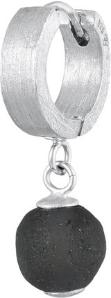 Kuzzoi Kolczyki Męskie kreole okrągłe Single Piece ze szklanymi perełkami 925 Sterling Silver Biżuteria męska