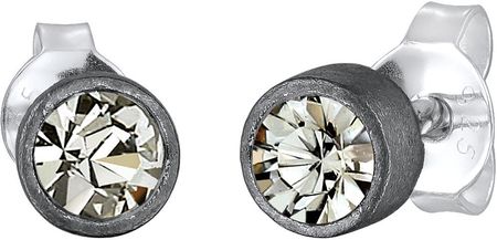 Kuzzoi Kolczyki Męskie sztyfty okrągłe nowoczesne Basic z kryształami w srebrze próby 925 Sterling Silver Biżuteria męska