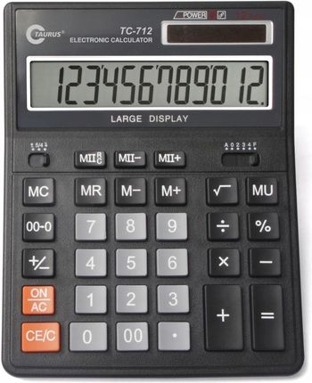 Taurus Kalkulator Biurowy 12 Pozycyjny Tc-712 Czarny (TC712)