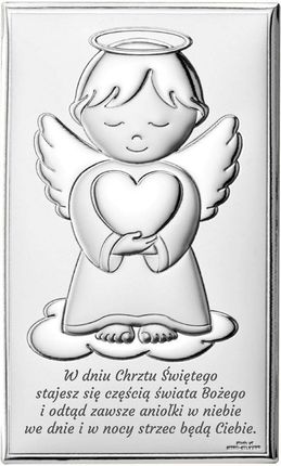 Obraz anioła stróża srebrny nowoczesny nad łóżeczko | Rozmiar: 6.5x11 cm | SKU: VL75024S2/3L