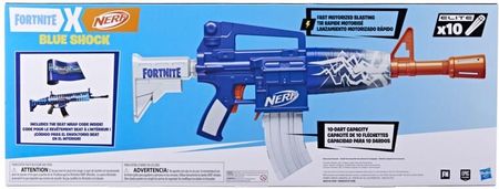 Nerf Fortnite Blue Shock Fast Motorized Kids Toy Blaster for Boys and Girls  with 10 Darts 