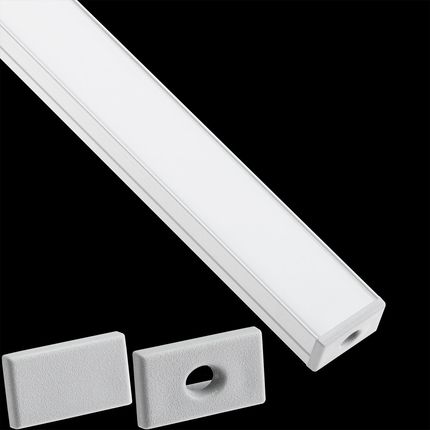 Profil Aluminiowy Anodowany do LED KM35 Srebrny Natynkowy 1m + Przesłona mleczna + Zaślepki