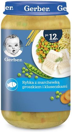 Gerber Obiadek Rybka Z Marchewką Groszkiem I Kluseczkami dla niemowląt po 12 Miesiącu 250g