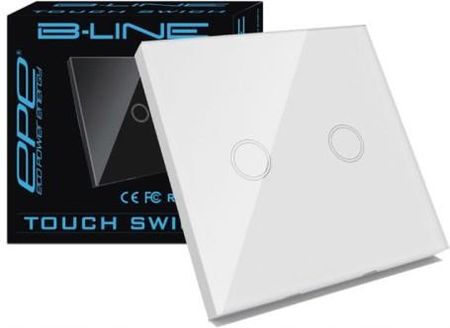 B-Line Włącznik Dotykowy Szklany Podwójny 2G1W Biały (PE1000100)
