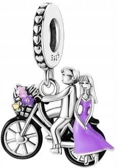 Charms rower z parą i bukietem kwiatów srebro s925