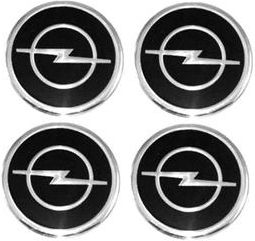 Naklejki na kołpaki emblemat Opel 60mm czarne alu