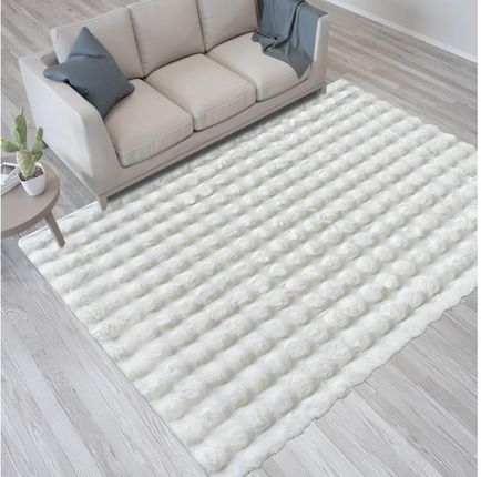 Pluszowy dywan Marley soft 3D white snow 120x170 biały