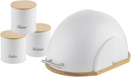 Zestaw kuchenny chlebak i 3 pojemniki na artykuły sypkie Florina Helmet biały