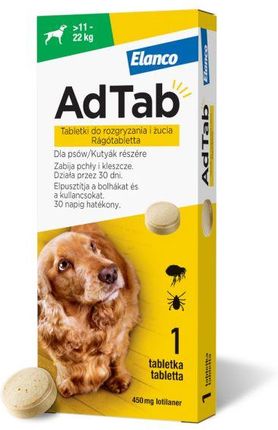 Elanco AdTab 450 mg tabletki do rozgryzania i żucia dla psów (11–22 kg)