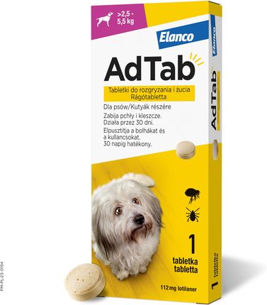 Elanco AdTab 112 mg tabletki do rozgryzania i żucia dla psów (2,5–5,5 kg)