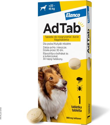 Elanco AdTab 900 mg tabletki do rozgryzania i żucia dla psów (22–45 kg)