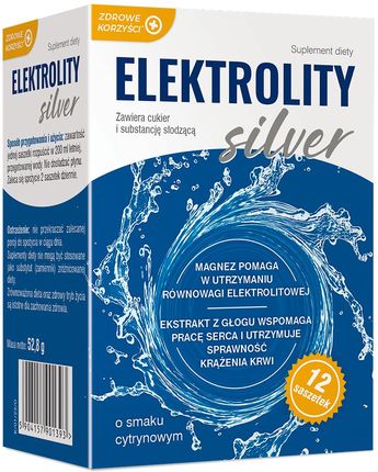 Zdrowe Korzyści - Elektrolity Silver, smak cytrynowy, 12 saszetek
