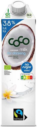 Dr Martins Napój Kokosowy Bez Cukru Bio 3,8% 1L