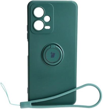 Bizon Etui Case Silicone Ring Sq Do Xiaomi Redmi Note 12 5G/Poco X5 Ciemnozielone