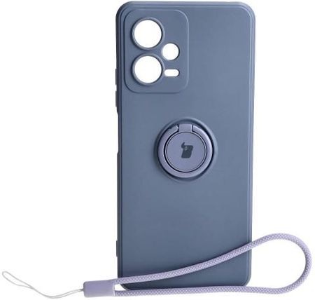 Bizon Etui Case Silicone Ring Sq Do Xiaomi Redmi Note 12 5G/Poco X5 Szare