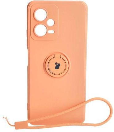 Bizon Etui Case Silicone Ring Sq Do Xiaomi Redmi Note 12 5G/Poco X5 Pomarańczowe