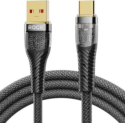 ROCK Z21 Wzmacniany Kabel USB-C QC VOOC 6A 120cm - czarny