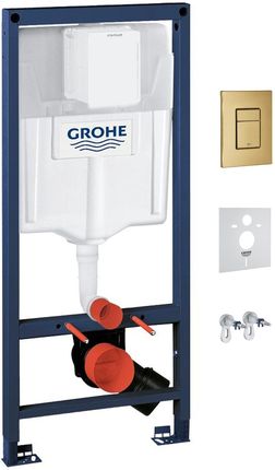 GROHE RAPID stelaż p/tynk do wc zestaw 4w1 z przyciskiem spłukującym złoty szczotkowany RAPIDSETGLB