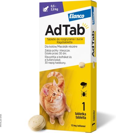 Elanco AdTab 12 mg tabletki do rozgryzania i żucia dla kotów (0,5–2,0 kg)