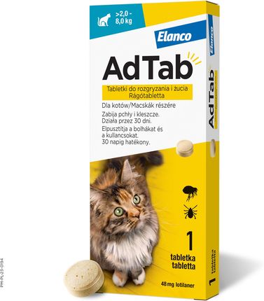 Elanco AdTab 48 mg tabletki do rozgryzania i żucia dla kotów (2,0–8,0 kg)
