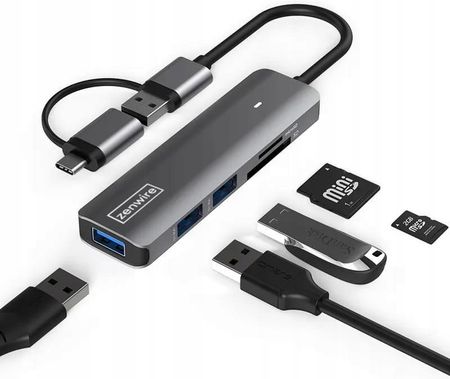 Zenwire HUB USB-C 7W1 3x USB 3.0 Czytnik Kart SD TF COMBO (9858234)