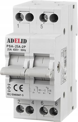 Adelid Przełącznik Zasilania Sieć-Agregat 2P 25A 1-0-2 (PSA25A2P)