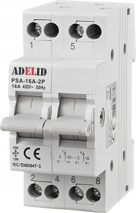 Adelid Przełącznik Zasilania Sieć-Agregat 2P 16A 1-0-2 (PSA16A2P)