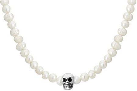 Manoki Męskie perły modny naszyjnik z charmsem czaszką (WA706)