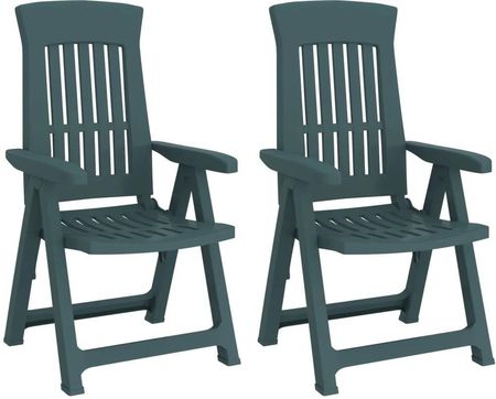 Vidaxl Rozkładane Krzesła Ogrodowe 2 Szt. Zielone Pp Zielony 364711