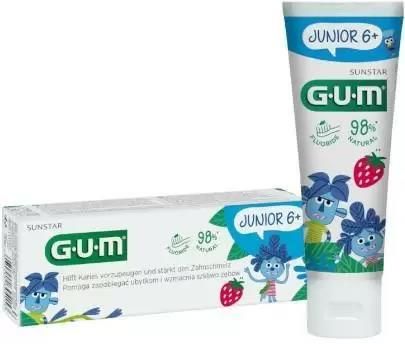 Sunstar Europe Gum Junior Monster Pasta Do Zebów Dla Dzieci 6+ O Smaku Truskawkowym 50 Ml + Gum Soft-Picks Comfort-Flex M Gumowe Szczoteczki Międzyzęb