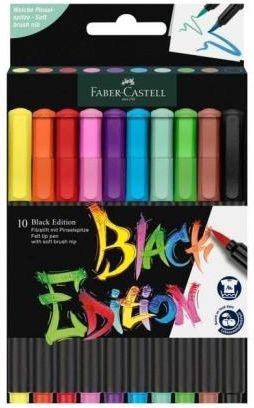 Pisaki Pędzelkowe Black Edition 10 Kolorów Faber Castell