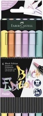 Pisaki Pędzelkowe Black Edition Pastel 6 Kolorów Faber Castell