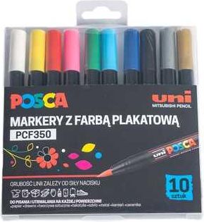 Uni Posca Pcf350 Zestaw Markerów Z Farbą Plakatową 10 Kolorów