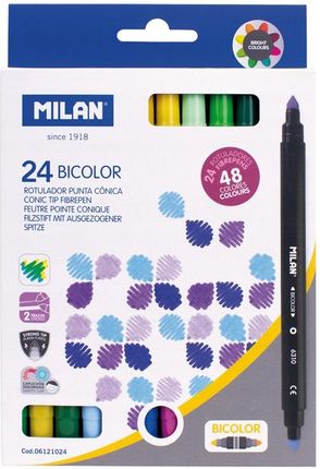 Milan Flamastry Bicolor Dwustronne 24szt. 48 Kolorów