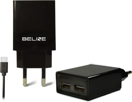 Ład. siec. Beline 2xUSB + USB-C 2A czarna/black