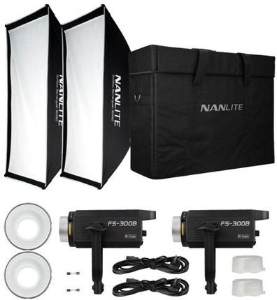 Nanlite Zestaw Lampa FS-300B LED Bi-color Spot Light, 2x Softbox