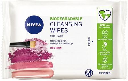 Nivea Biodegradable Cleansing Wipes Biodegradowalne Łagodzące Chusteczki Do Demakijażu 25 szt.